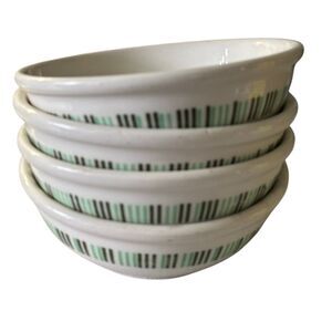 4 Buffalo China 5 1/4” Green Stripe Restaurant Ware Bowls